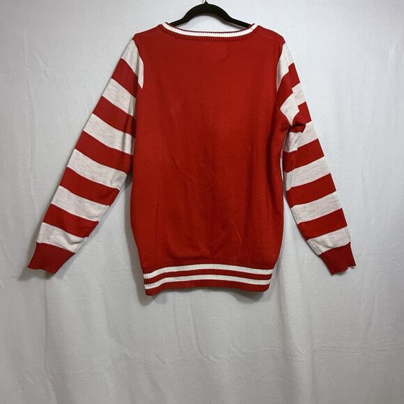 Tipsy Elves Santa's Close Up Red White Striped Ugly Christmas Sweater Men's L - Picture 2 of 9